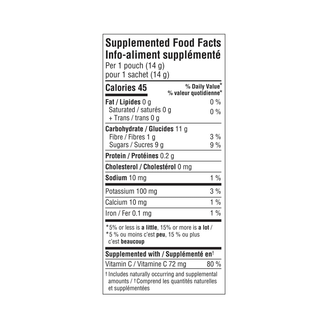 SunRype Fruit to Go + Veggie Bites, Apple Berry Carrot – 8 Pouches x 14g (112g/4 oz) - Nutrition Facts